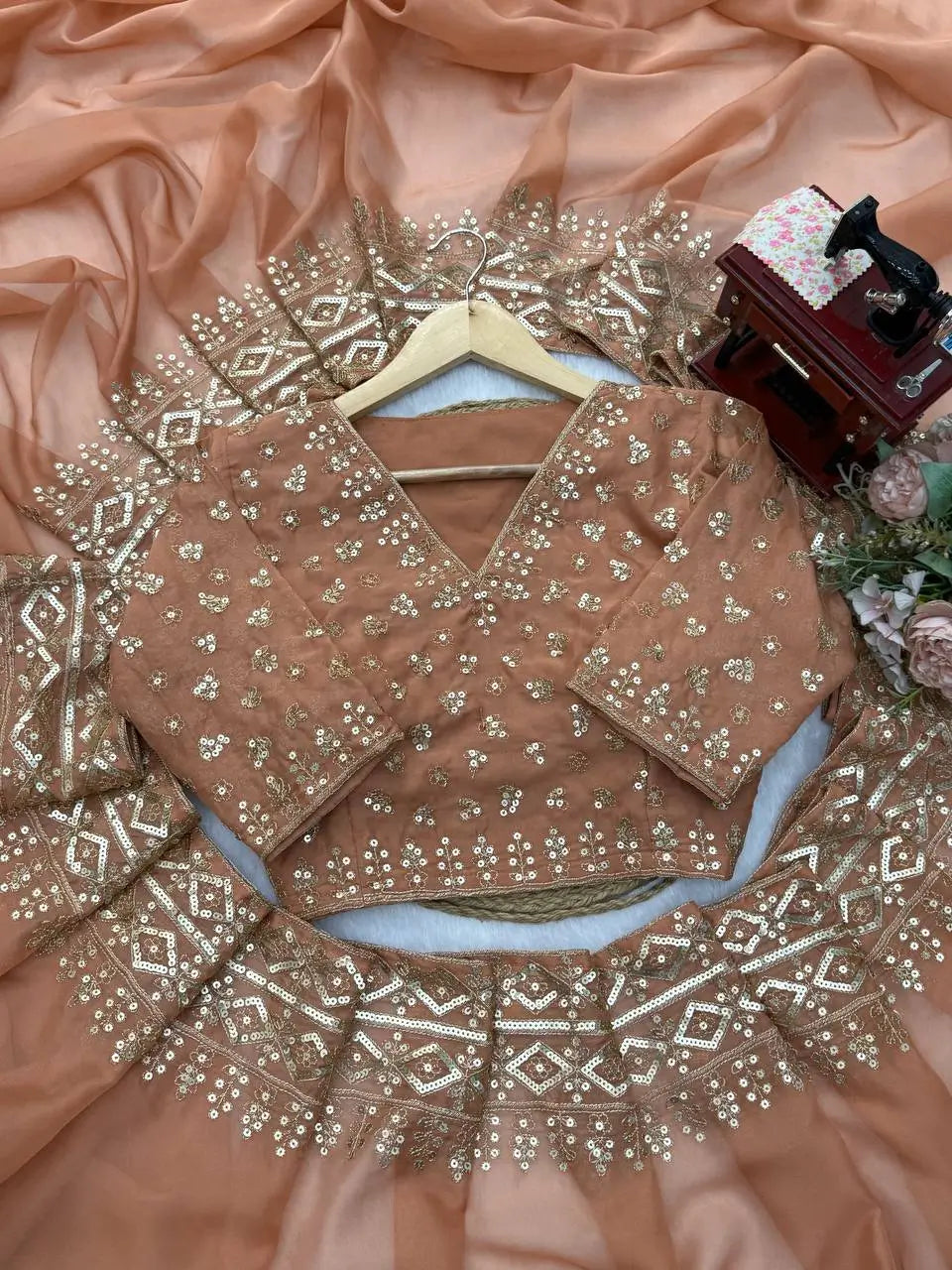 Copper Rose Tibby Saree and Blouse