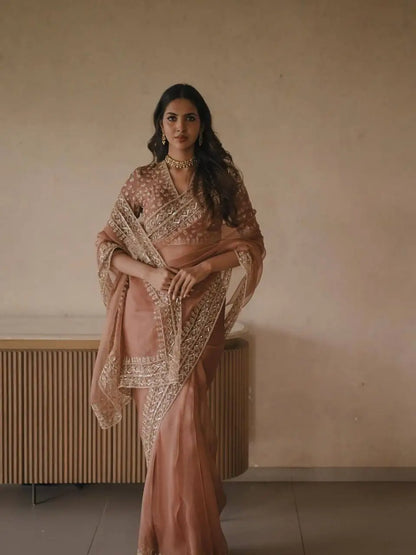 Copper Rose Tibby Saree and Blouse