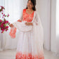 Coral Bloom Organza Taby Silk Digital Print Anarkali Gown Set