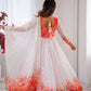Coral Bloom Organza Taby Silk Digital Print Anarkali Gown Set