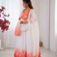 Coral Bloom Organza Taby Silk Digital Print Anarkali Gown Set
