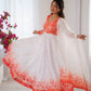 Coral Bloom Organza Taby Silk Digital Print Anarkali Gown Set