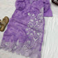 Coral Mirrorwork Organza Shrug Set
