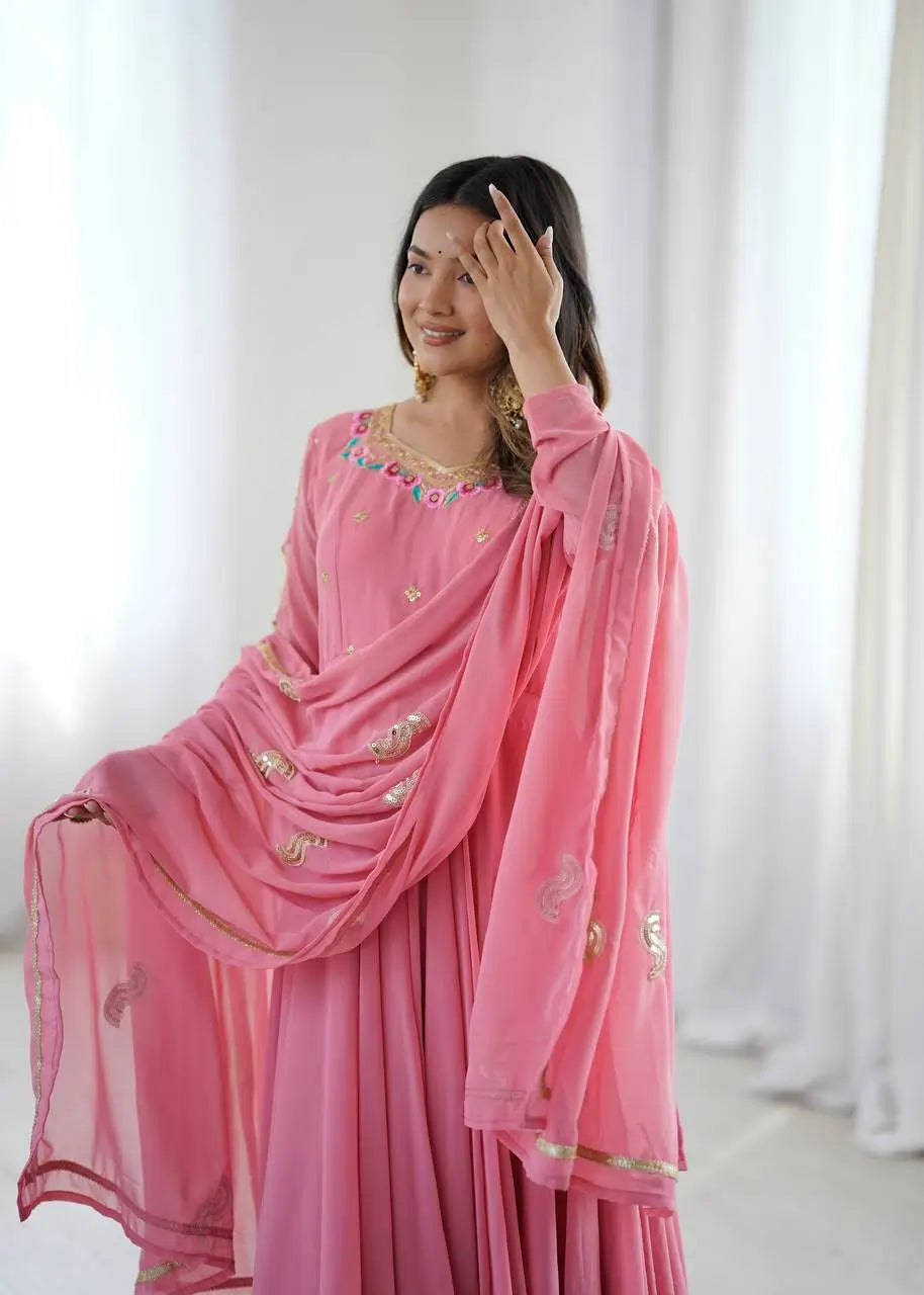 Coral Paisley Sequin Anarkali