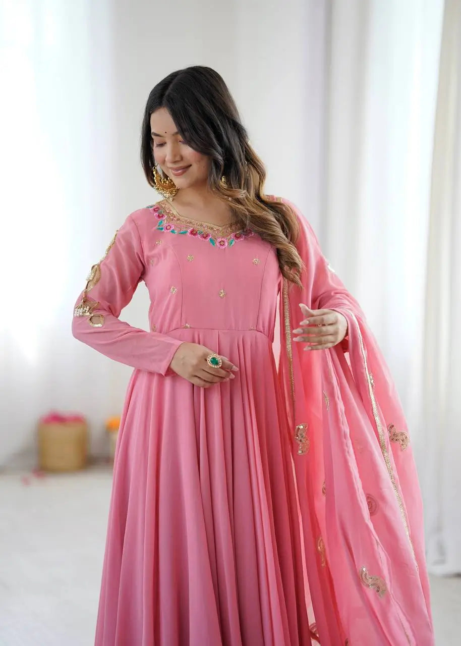 Coral Paisley Sequin Anarkali