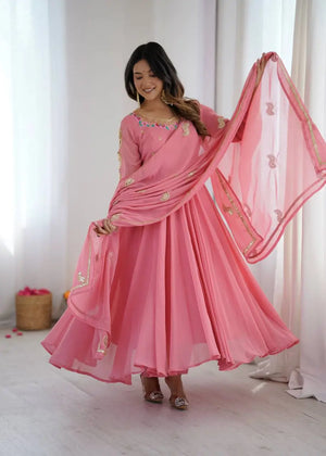 Coral Paisley Sequin Anarkali