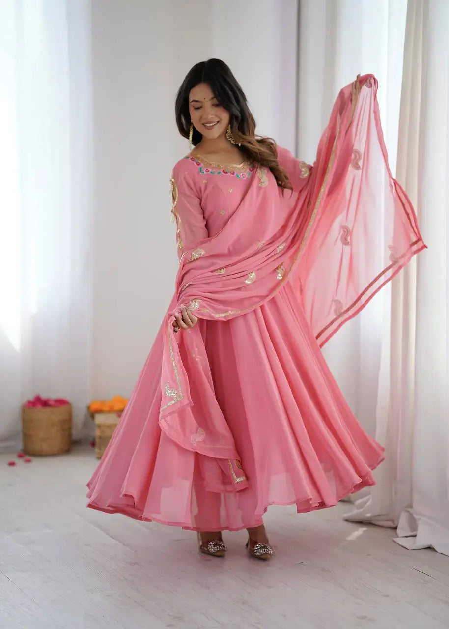 Coral Paisley Sequin Anarkali