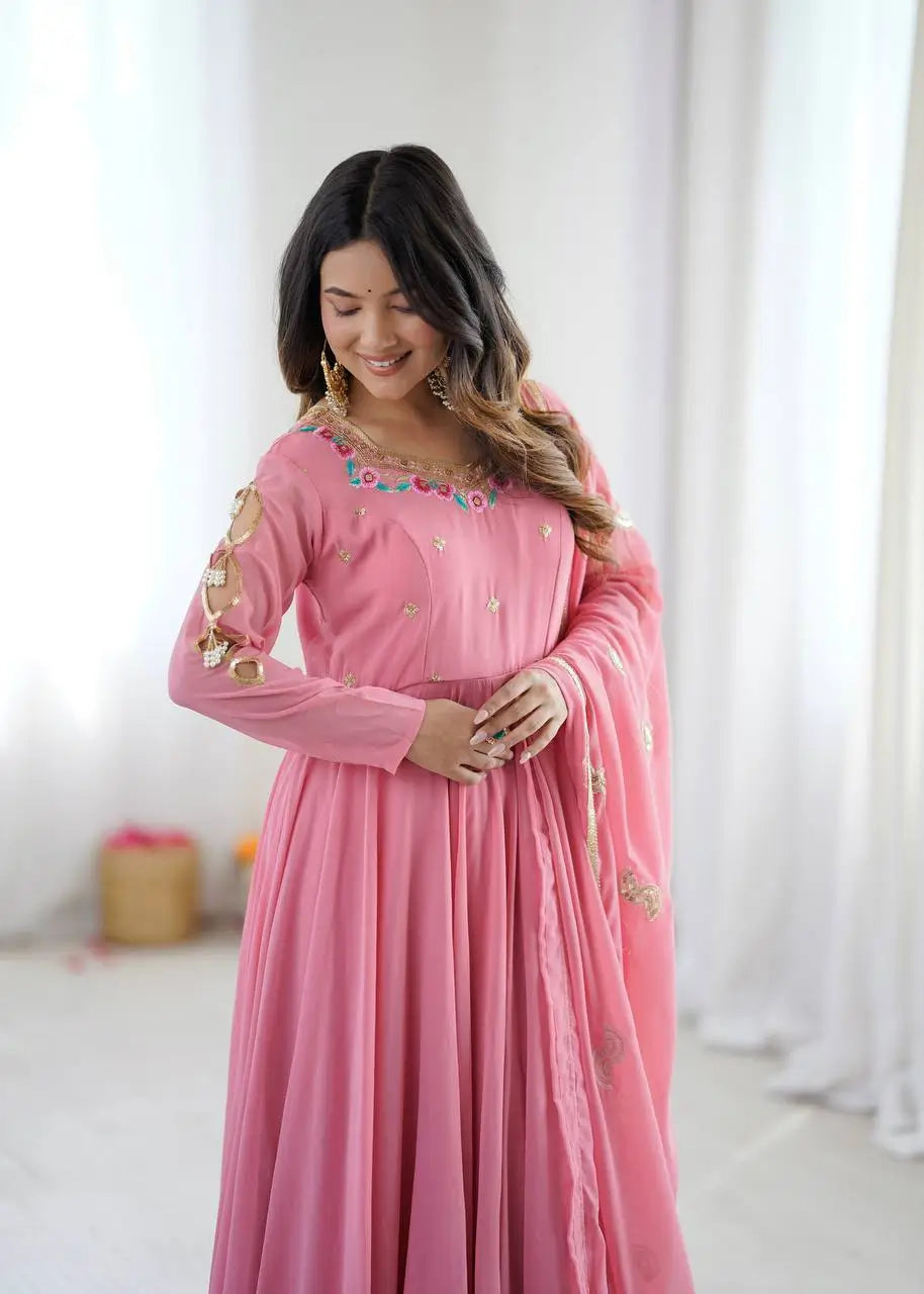 Coral Paisley Sequin Anarkali