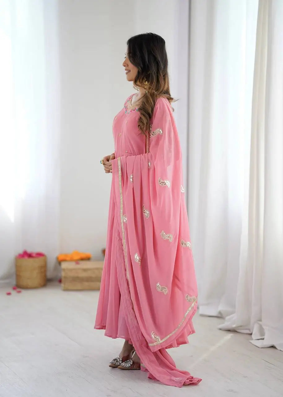 Coral Paisley Sequin Anarkali