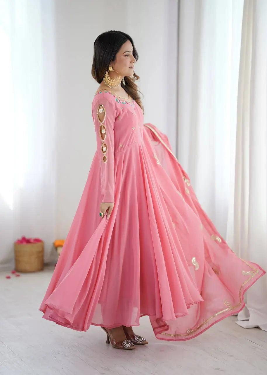 Coral Paisley Sequin Anarkali