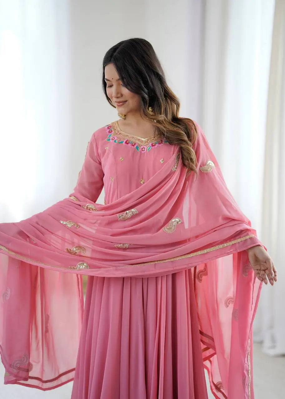 Coral Paisley Sequin Anarkali
