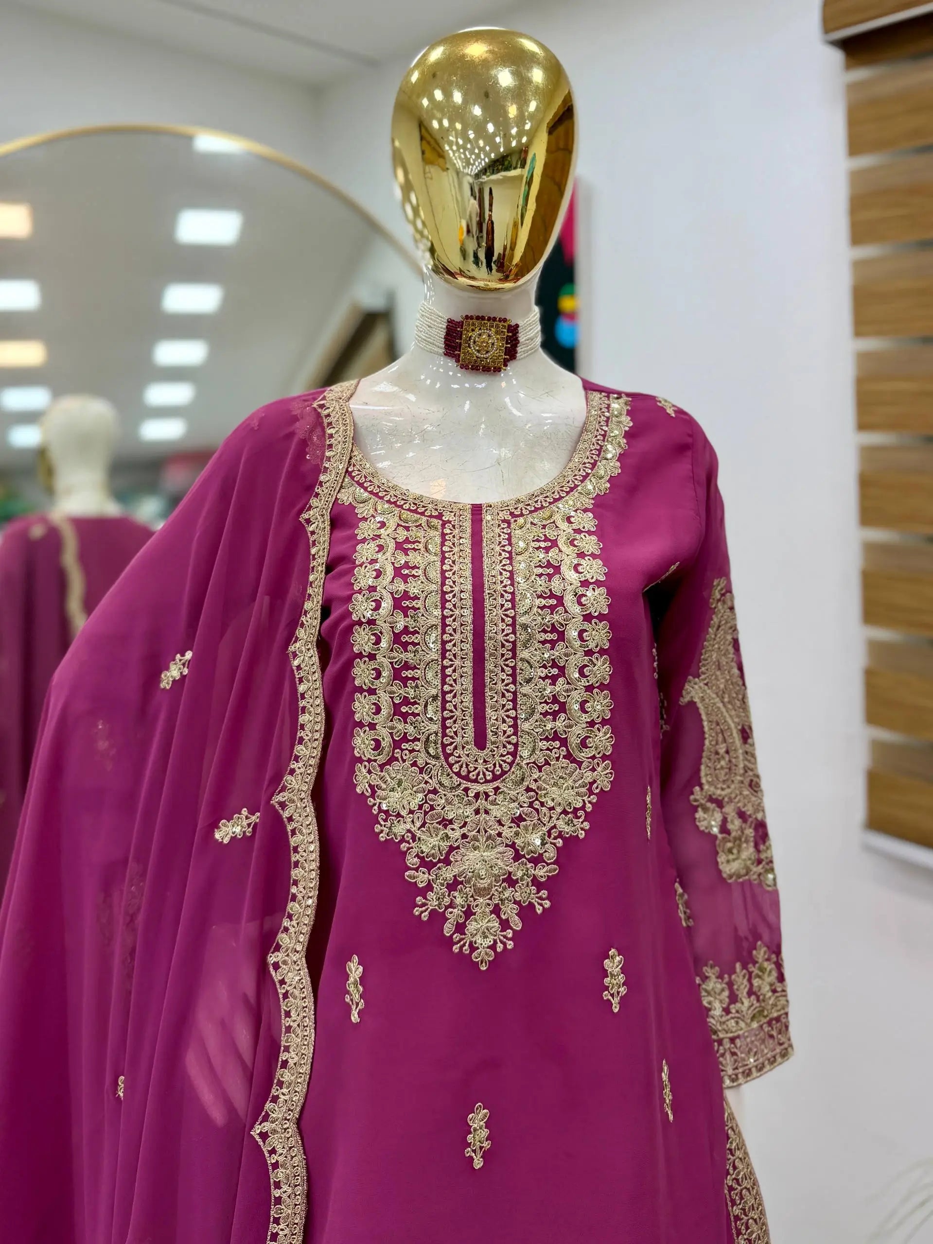 Cording Sequin Sharara Suit