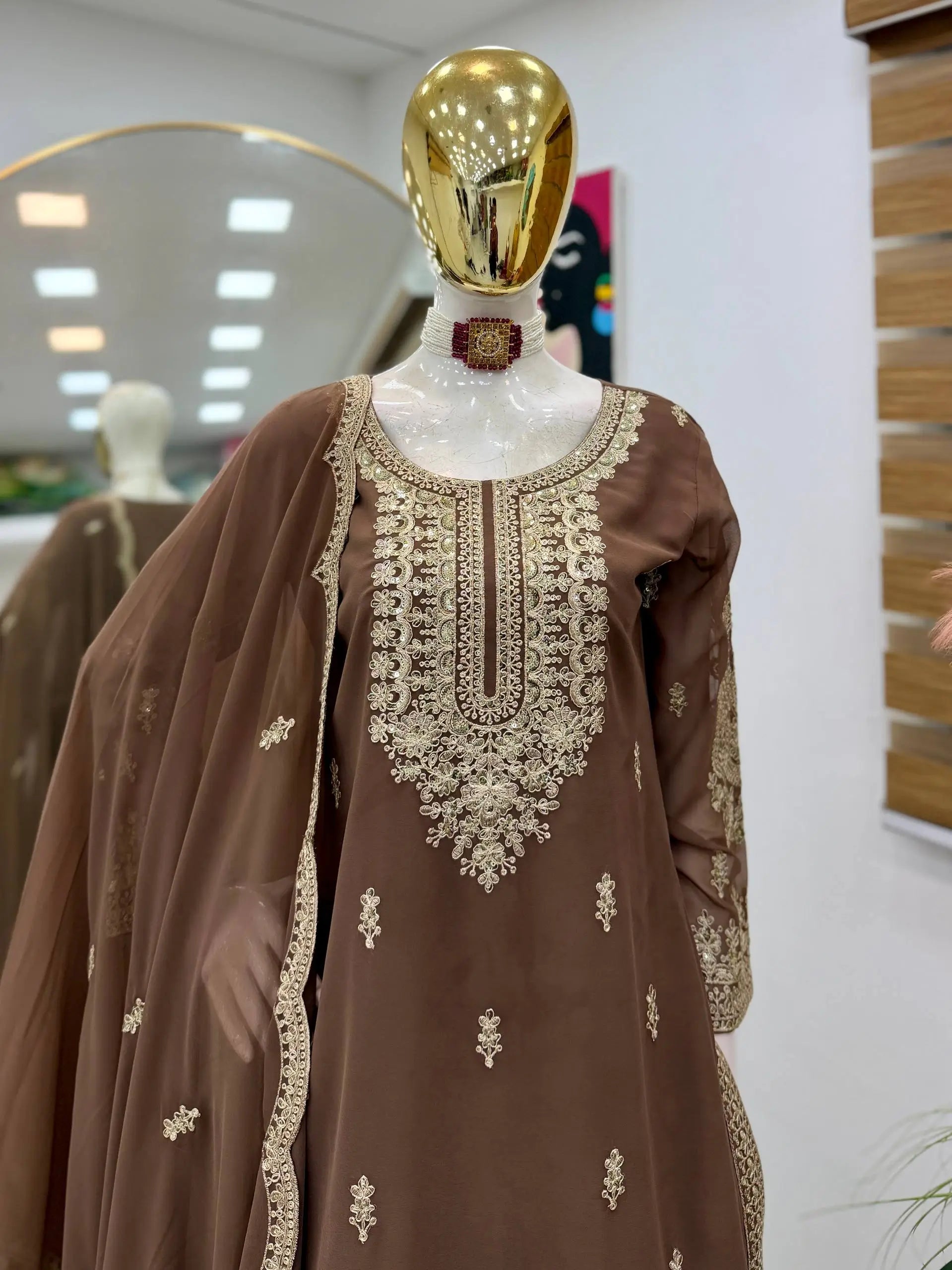Cording Sequin Sharara Suit