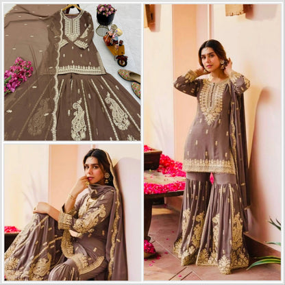Cording Sequin Sharara Suit