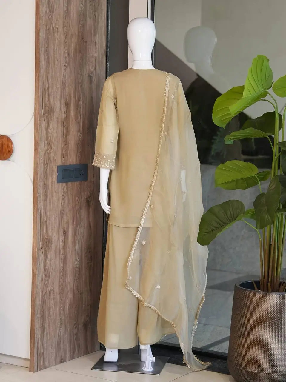 Cosmos Fabric Embroidered Kurta Palazzo Set