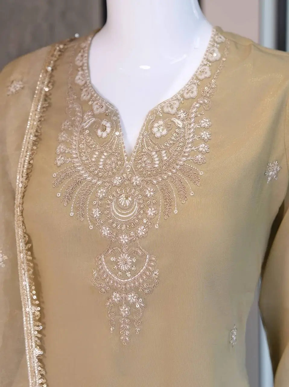 Cosmos Fabric Embroidered Kurta Palazzo Set