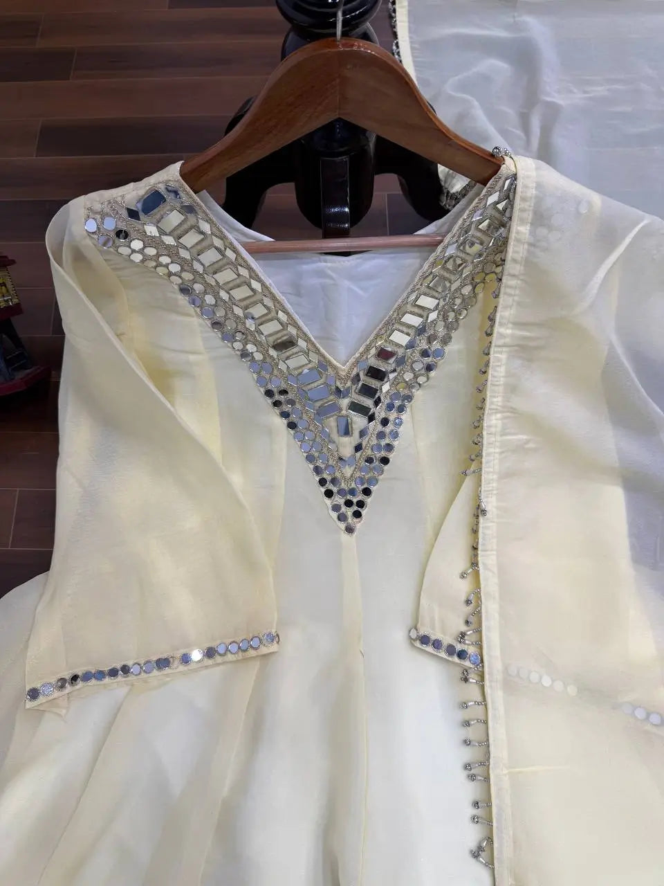 Cosmos Fabric Mirror Work Plazo Suit Set