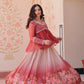 Cosmos Floral Print Lehenga with Embroidered Chiffon Peplum Blouse – Gajri & Purple