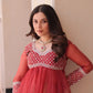 Cosmos Floral Print Lehenga with Embroidered Chiffon Peplum Blouse – Gajri & Purple