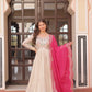 Cosmos Jacquard Designer Gown with Bandhani Print Dupatta | Pearl Beads Embroidery | Wedding & Festive Wear