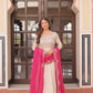 Cosmos Jacquard Designer Gown with Bandhani Print Dupatta | Pearl Beads Embroidery | Wedding & Festive Wear