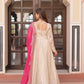 Cosmos Jacquard Designer Gown with Bandhani Print Dupatta | Pearl Beads Embroidery | Wedding & Festive Wear