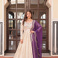 Cosmos Jacquard Designer Gown with Bandhani Print Dupatta | Pearl Beads Embroidery | Wedding & Festive Wear