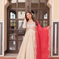 Cosmos Jacquard Designer Gown with Bandhani Print Dupatta | Pearl Beads Embroidery | Wedding & Festive Wear