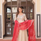 Cosmos Jacquard Designer Gown with Bandhani Print Dupatta | Pearl Beads Embroidery | Wedding & Festive Wear