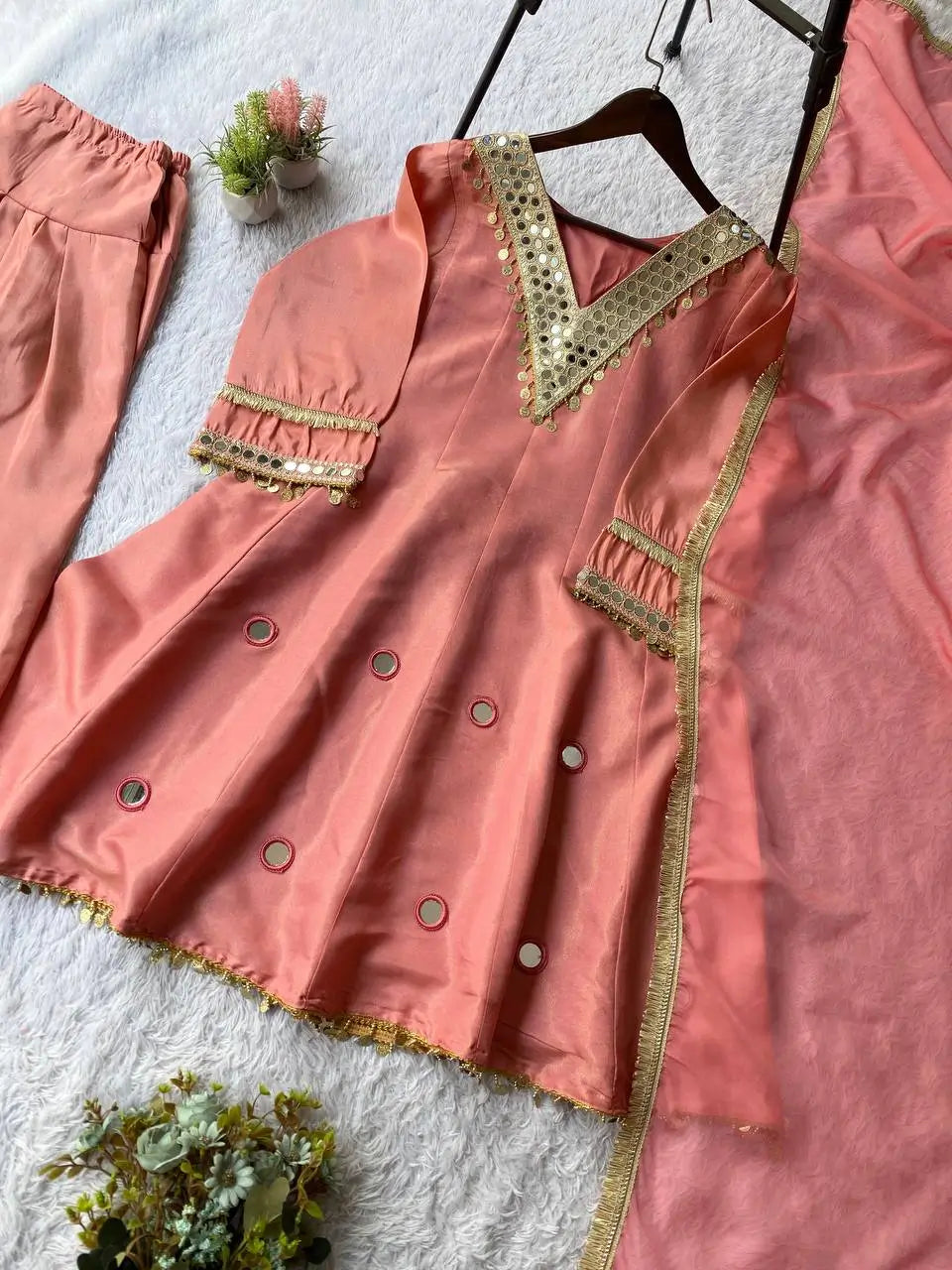 Coss Moss Embroidered Kurti Salwar Set