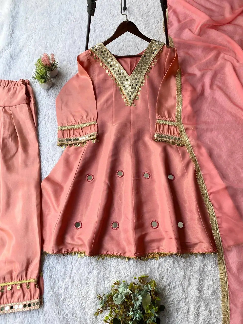 Coss Moss Embroidered Kurti Salwar Set