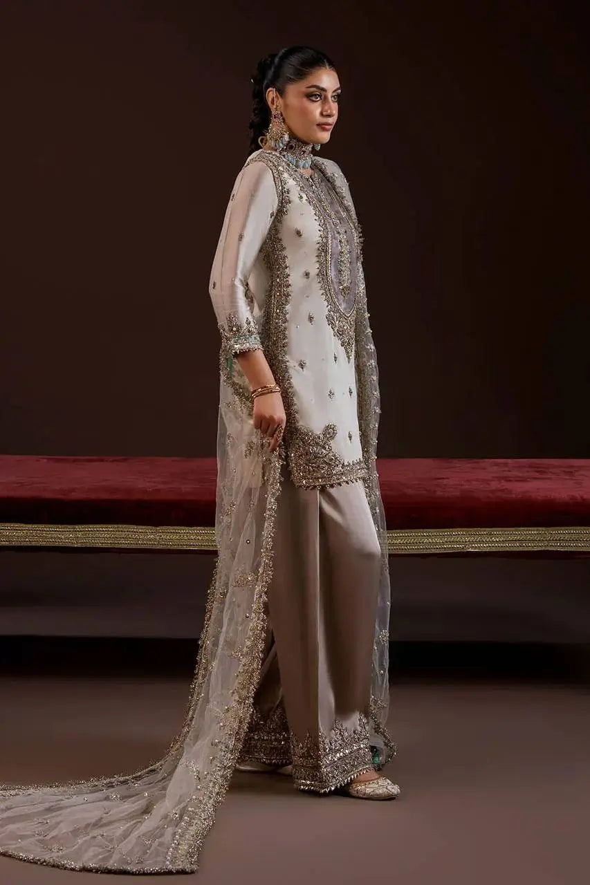 Crape Silk Embroidered Palazzo Suit Set for Wedding and Festive Wear