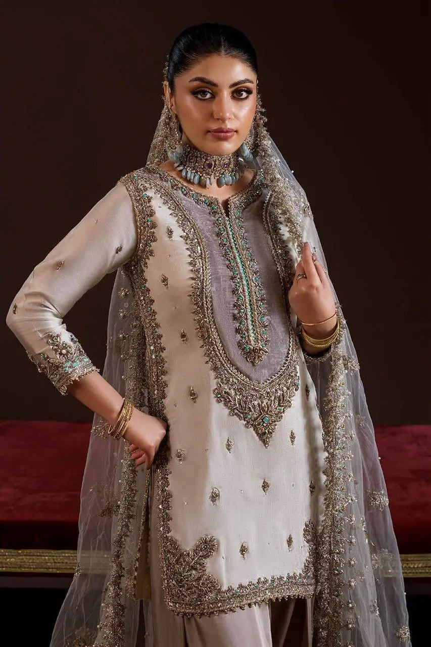 Crape Silk Embroidered Palazzo Suit Set for Wedding and Festive Wear