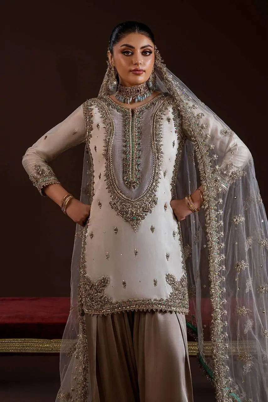 Crape Silk Embroidered Palazzo Suit Set for Wedding and Festive Wear