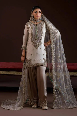 Crape Silk Embroidered Palazzo Suit Set for Wedding and Festive Wear
