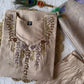Cream Chanderi Kurta Set With Linen Dupatta