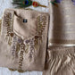 Cream Chanderi Kurta Set With Linen Dupatta
