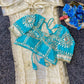 Cream Chinon Saree with Kachi Gota Patti HandWork Fully Stitched Aangi Blouse