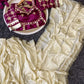 Cream Chinon Saree with Kachi Gota patti HandWork & Satin Aangi work Blouse