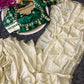 Cream Chinon Saree with Kachi Gota patti HandWork & Satin Aangi work Blouse