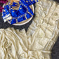 Cream Chinon Saree with Kachi Gota patti HandWork & Satin Aangi work Blouse