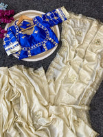 Cream Chinon Saree with Kachi Gota patti HandWork & Satin Aangi work Blouse
