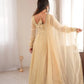 Cream Crush Tissue Anarkali Gown Set