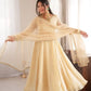 Cream Crush Tissue Anarkali Gown Set