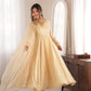 Cream Crush Tissue Anarkali Gown Set