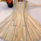 Cream Crush Tissue Anarkali Gown Set