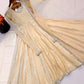 Cream Crush Tissue Anarkali Gown Set