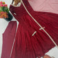 Cream Crush Tissue Anarkali Gown Set