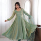 Cream Crush Tissue Anarkali Gown Set