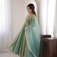 Cream Crush Tissue Anarkali Gown Set